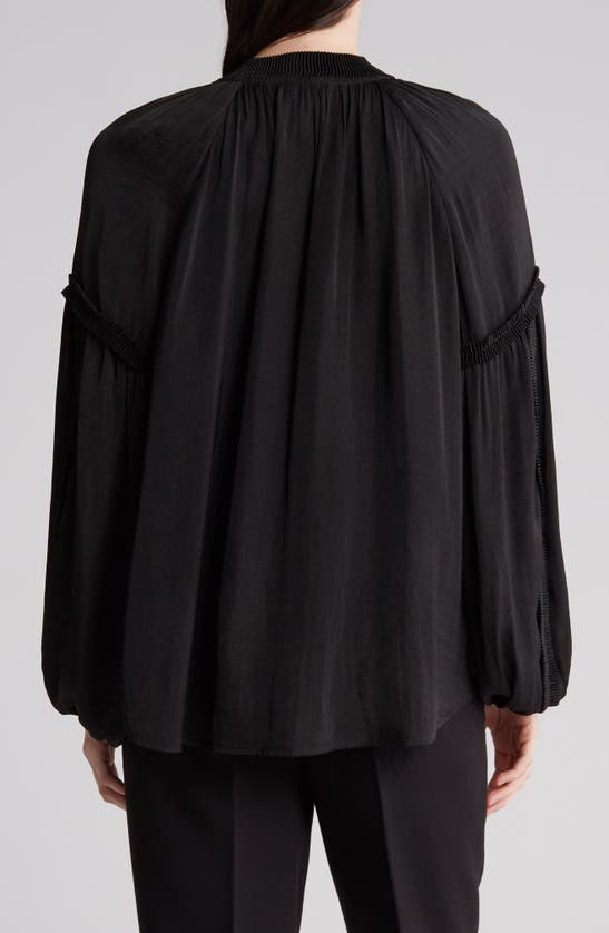 Shop Gemma + Jane Split Neck Long Sleeve Blouse In Black