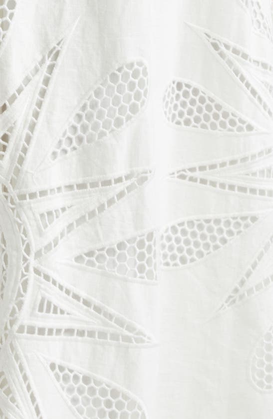 Shop Farm Rio Richillieur Embroidered Open Back Linen Blend Sundress In Off-white