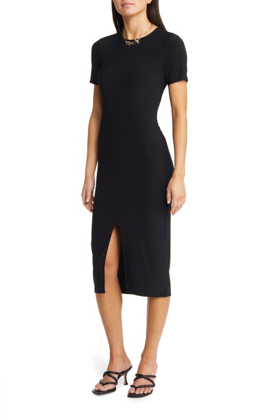 Open Edit Sheath Midi Dress In Black | ModeSens