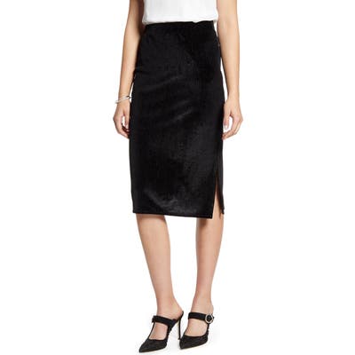 Halogen Velvet Stripe Pencil Skirt, Black