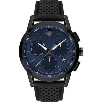 Movado Museum Chronograph Leather Strap Watch, 4m