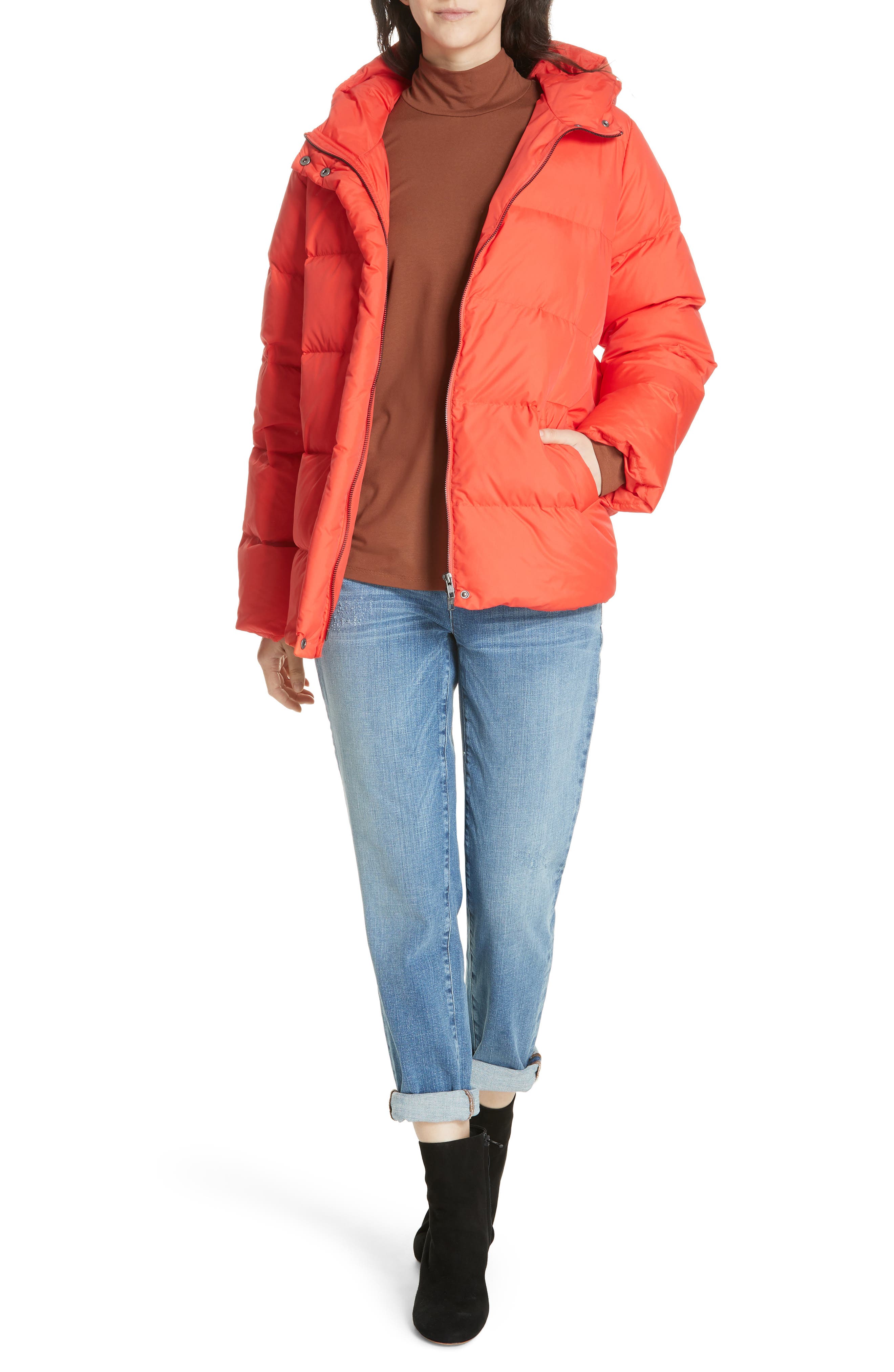 eileen fisher hooded puffer coat