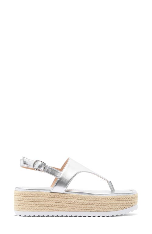 Stuart Weitzman Mel Patent Espadrille Flatform Sandal In Silver