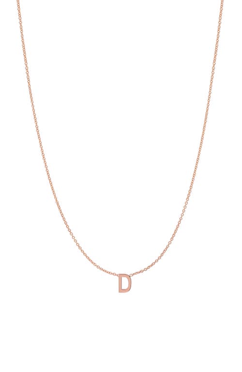 Initial Pendant Necklace in 14K Rose Gold-D