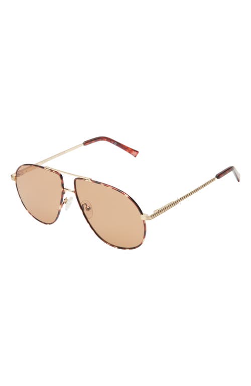 Shop Le Specs Schmaltzy 60mm Aviator Sunglasses In Bright Gold/tort