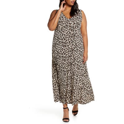 Plus Size Vince Camuto Leopard Knit Maxi Dress, Black