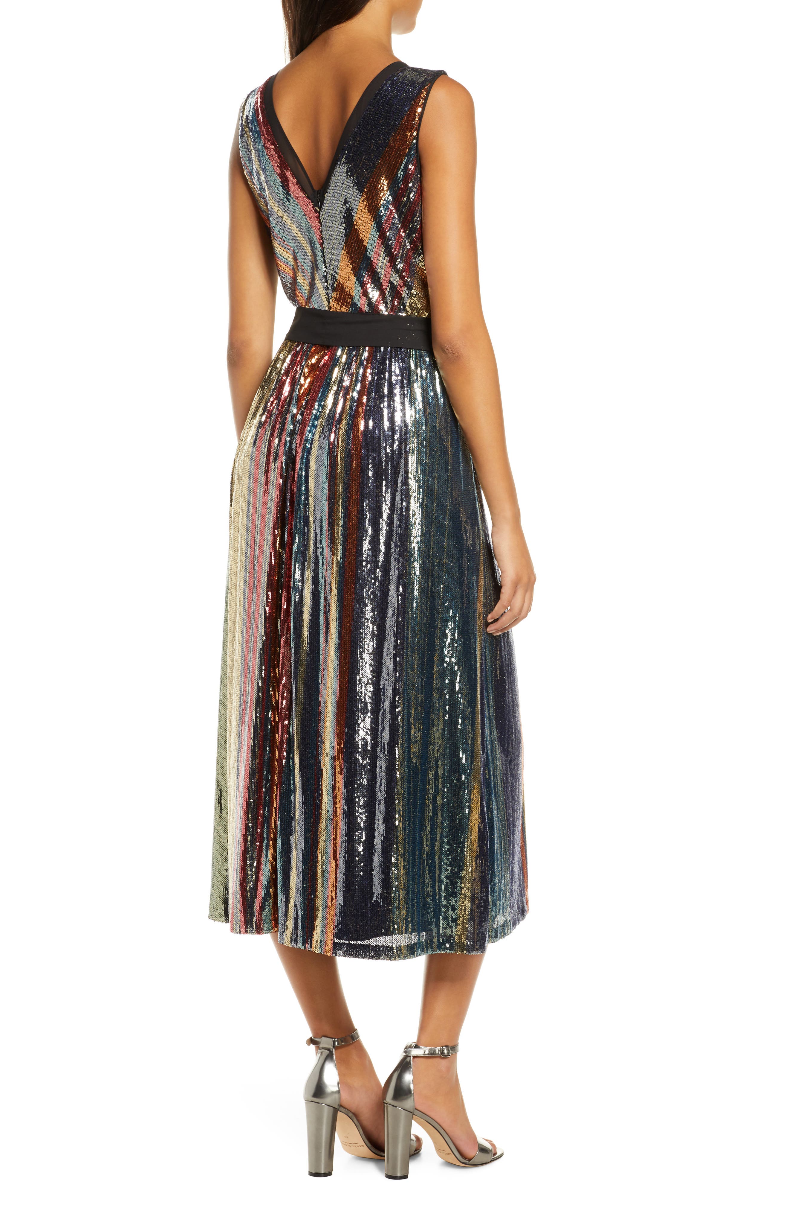 multi colour sequin midi dress