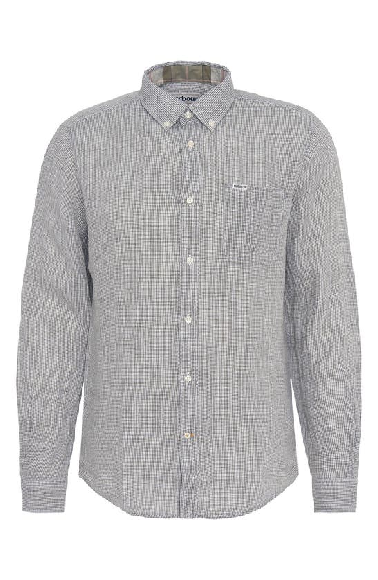Barbour Linton Tailored Fit Check Linen Button-down Shirt In Olive