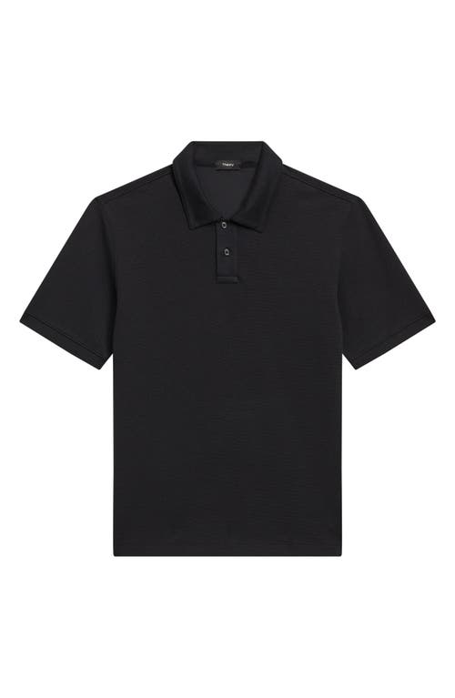Theory Delroy Double Pique Regular Fit Polo Shirt In Black