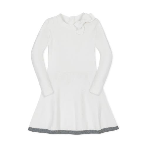 Hope & Henry Girls' Organic Mock Neck Bow Detail Sweater Dress, Toddler In Soft White Bow Neck