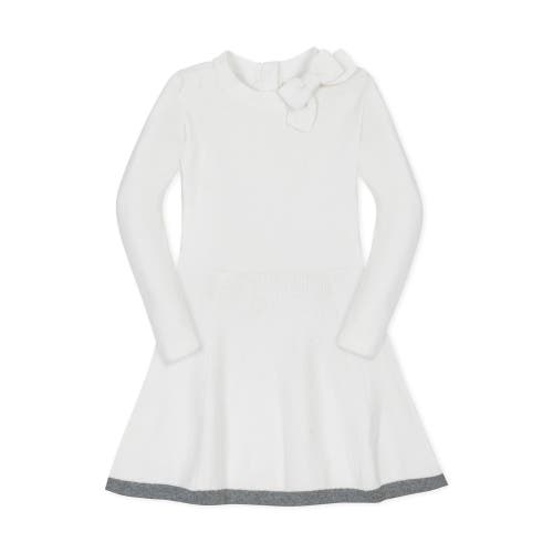 Shop Hope & Henry Girls' Organic Mock Neck Bow Detail Sweater Dress, Toddler In Soft White Bow Neck