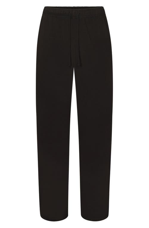 Shop Skims Straight Leg Cotton Lounge Pants In Washed Obsidian