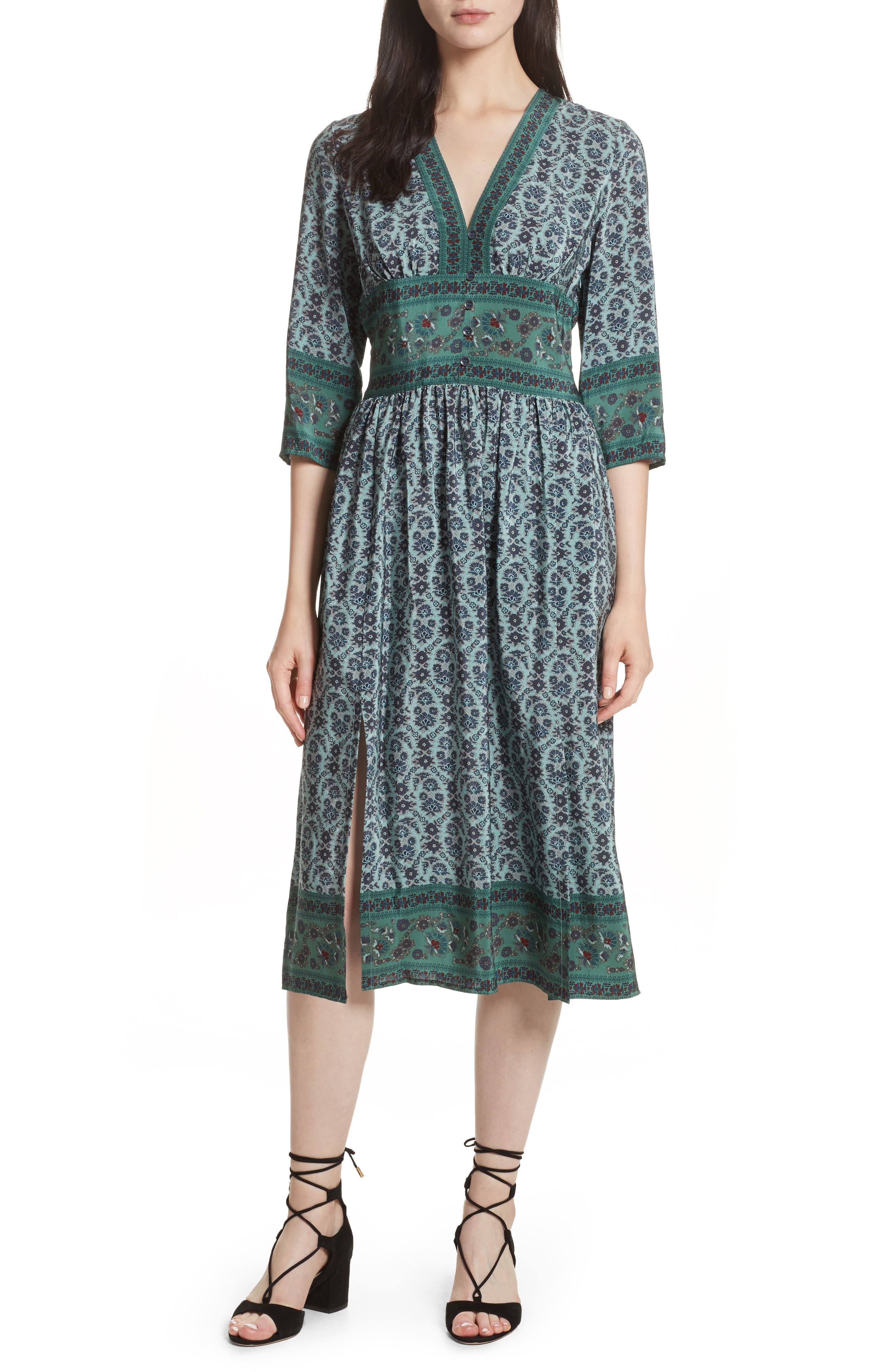 Sea Print Silk Midi Dress Nordstrom