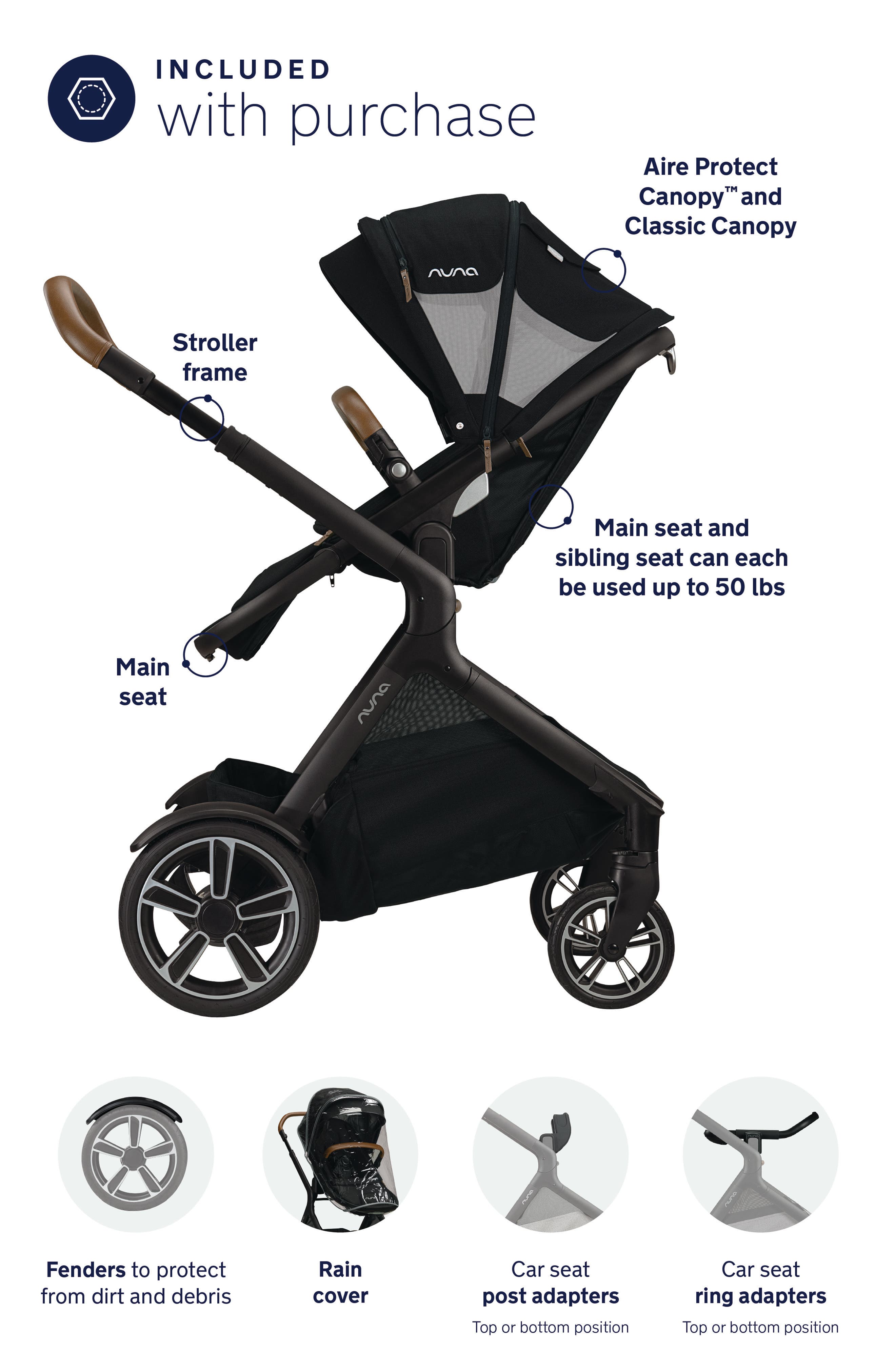 nuna demi grow stroller caviar