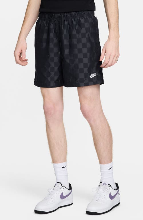 Shop Nike Club Flow Check Nylon Shorts In Black/white