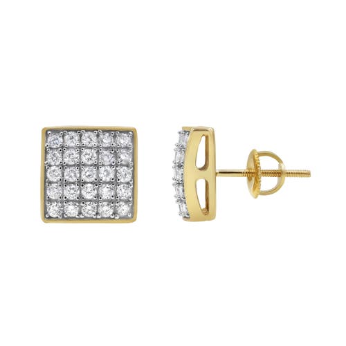 Luvmyjewelry Square Tile 14k Yellow Gold Diamond Earrings In 14k Yellow Gold