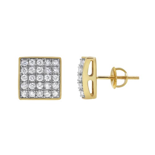 Shop Luvmyjewelry Square Tile 14k Yellow Gold Diamond Earrings