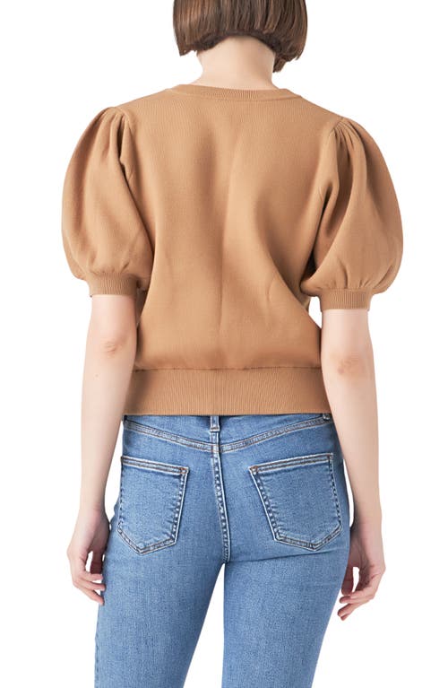 Shop English Factory Puff Sleeve Sweater In Taupe