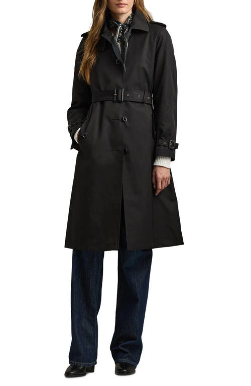 Shop Lauren Ralph Lauren Belted Water Resistant Trench Coat In Black