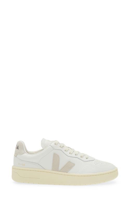 Shop Veja V-90 Leather Sneaker In Extra-white Natural