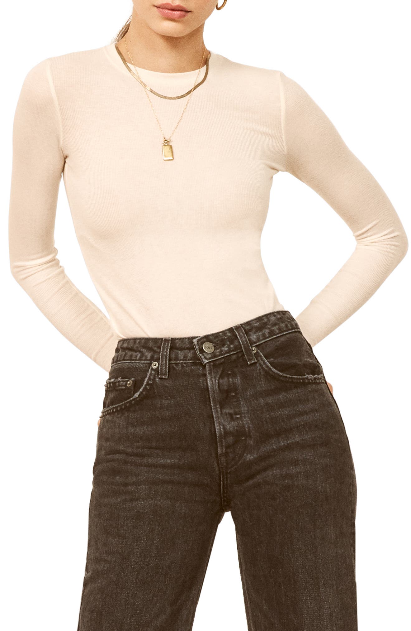 Parker Davy Ribbed Tee, Ivory