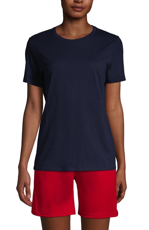 Shop Lands' End School Uniform  Tall Short Sleeve Feminine Fit Essential T-shirt In Classic Navy