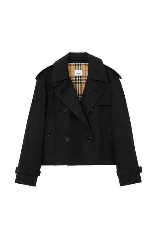 Shop Burberry Cropped Gabardine Trench Jacket In Black