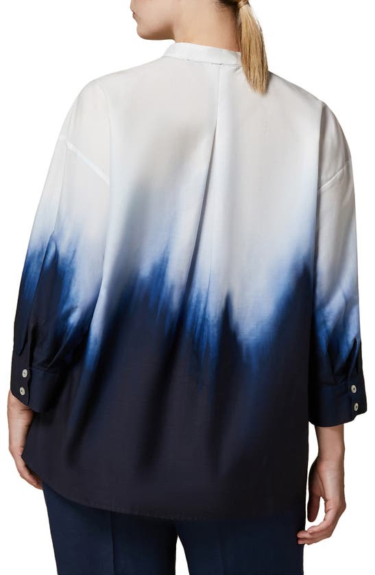 Shop Marina Rinaldi Moli Nuanced Print Sateen Shirt In Navy
