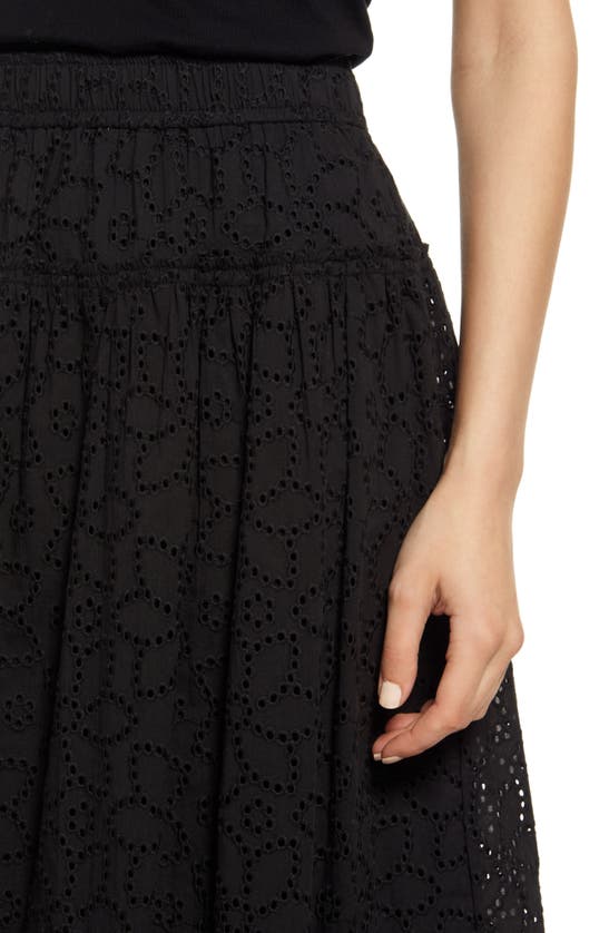 Madewell Eyelet Pull-on Midi Skirt In True Black