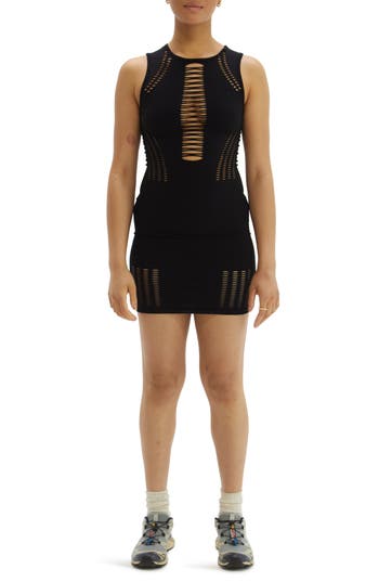 Shop Iets Frans Sleeveless Ladder Cutout Jersey Minidress In Black