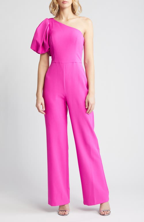 One-Shoulder Jumpsuit in Hot Pink