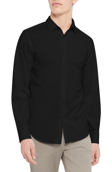 Theory Sylvain Shirt in Structure Knit - Black - S