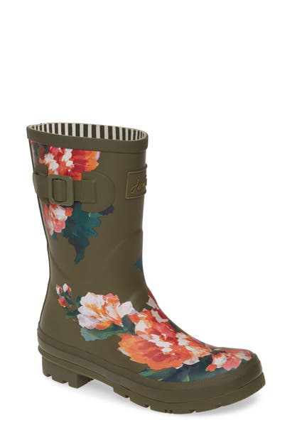 Joules Print Molly Welly Rain Boot In Green