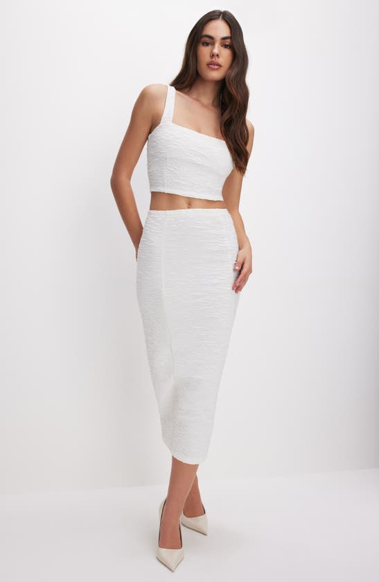 Shop Good American Textured Midi Skirt In Cloud White001
