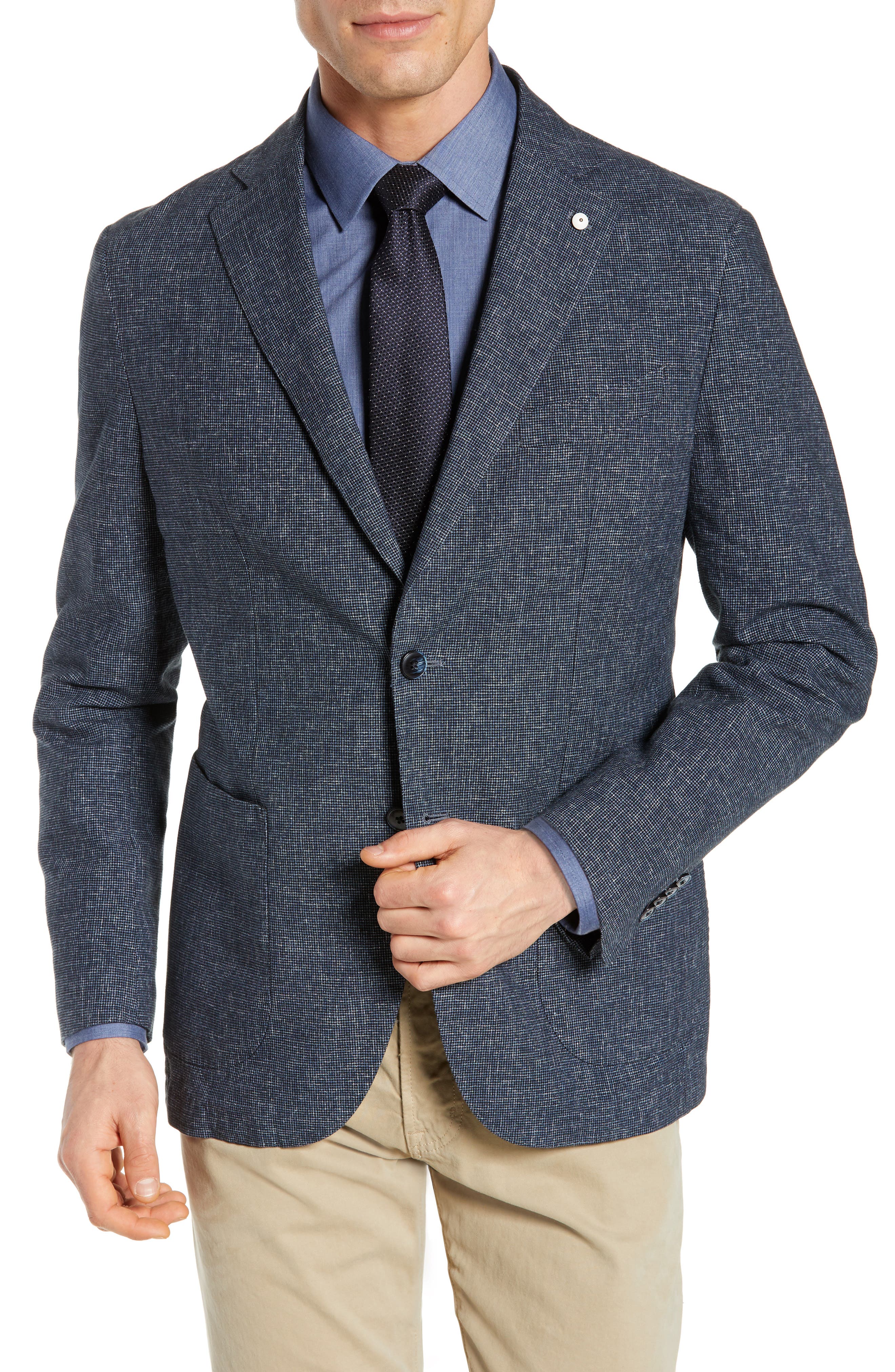 L.B.M 1911 Trim Fit Houndstooth Linen & Cotton Sport Coat | Nordstrom