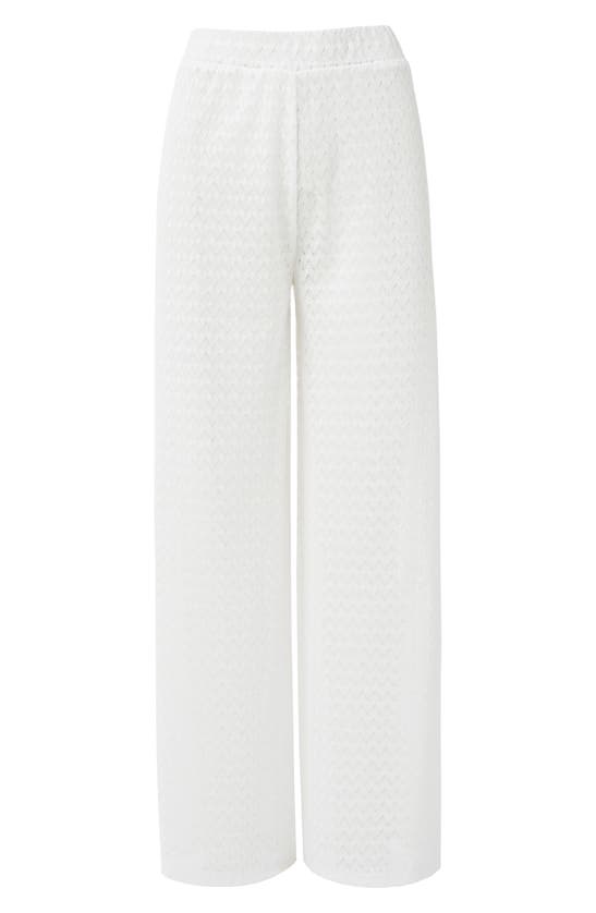 Shop Melissa Odabash Sienna Open Knit Wide Leg Cover-up Pants In White