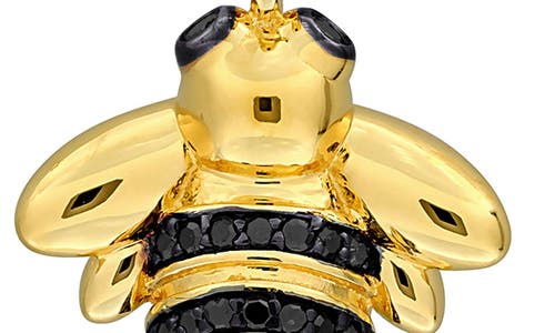Delmar Black Diamond Bumblebee Drop Earrings In Gold