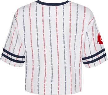 Outerstuff Girls Youth White Boston Red Sox Ball Striped T-Shirt Size: Large