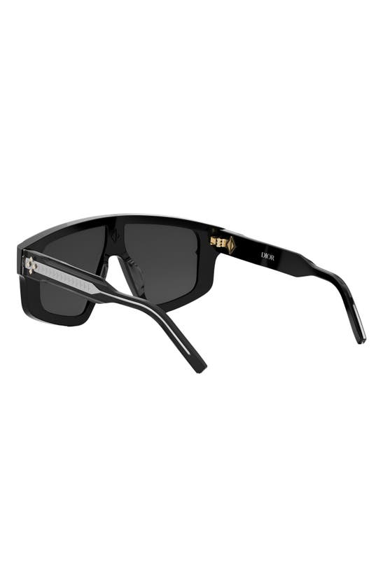 Shop Dior Cd Diamond M1u Mask Sunglasses In Shiny Black / Smoke