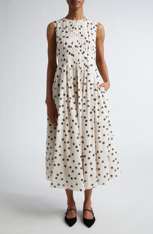 Shop Max Mara Carol Polka Dot Sleeveless Dress In Ecru