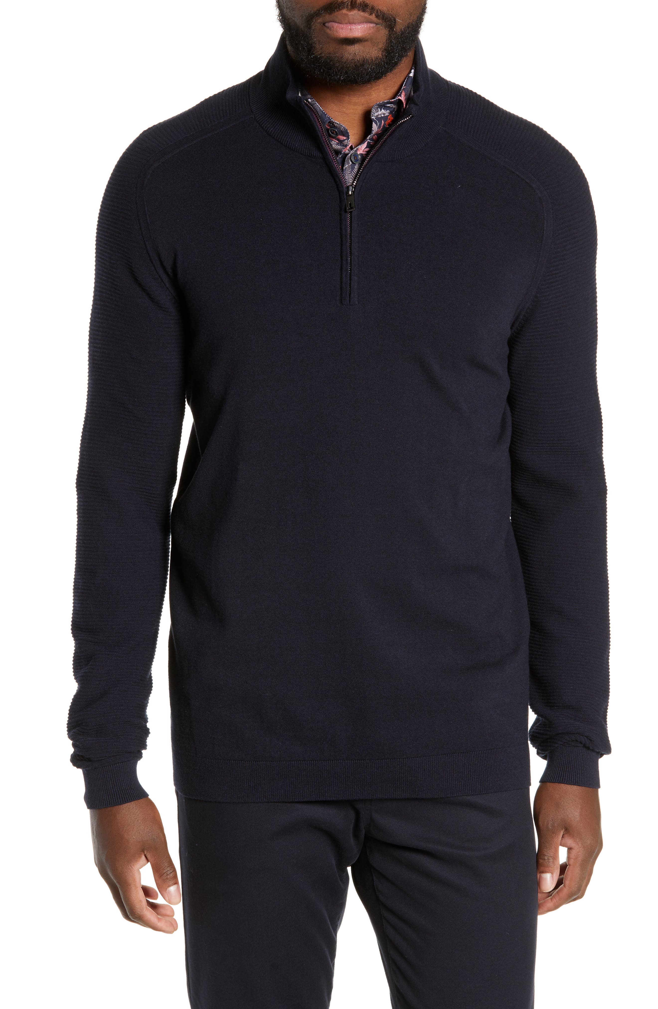 Ted Baker London Justrun Slim Fit Funnel Neck Sweater, Blue