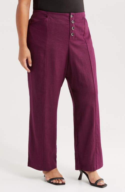 Universal Standard Coastal Midweight High Waist Linen Blend Pants In Elderberry