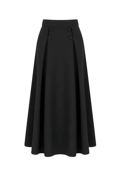 Shop Nocturne Button Designed Midi Skirt In Black