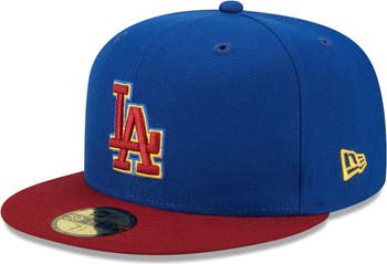 Los Angeles Dodgers New Era Red Under Visor 59FIFTY Fitted Hat - Gold