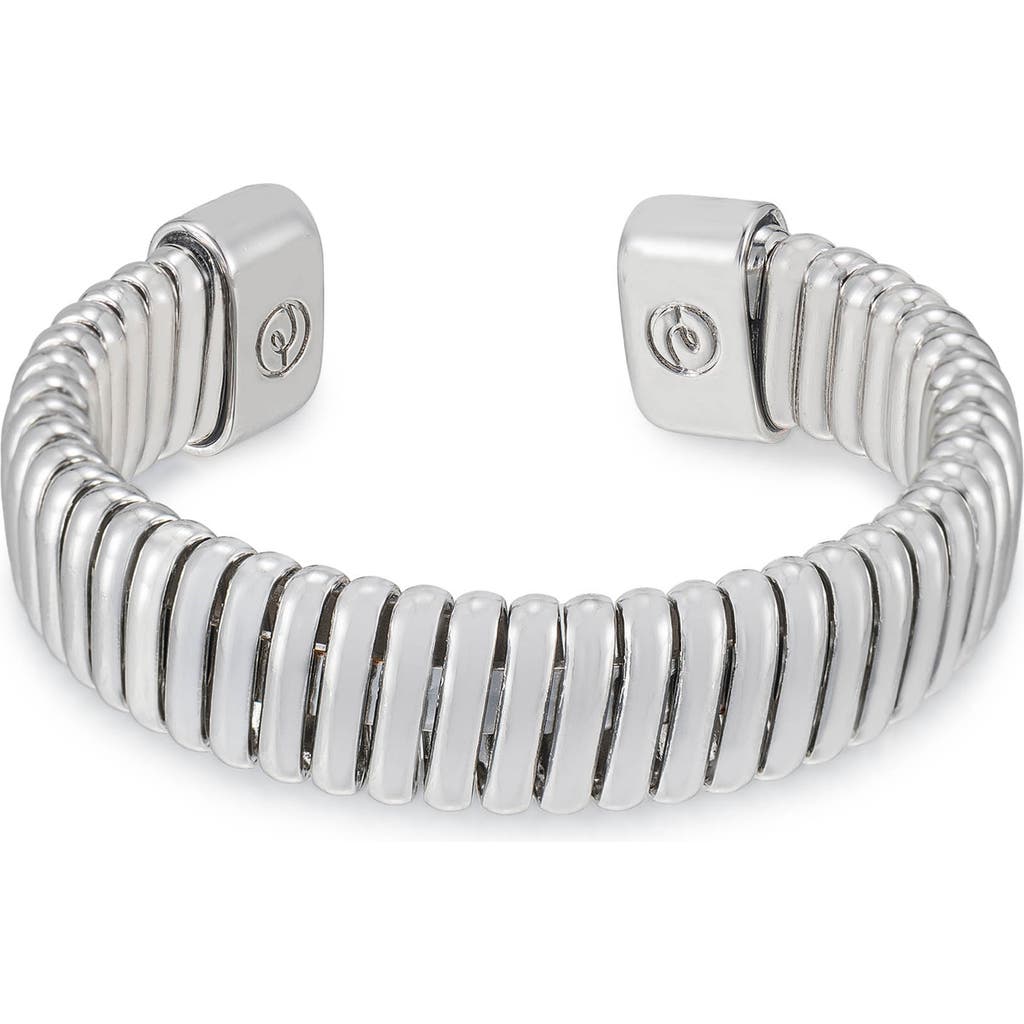 Shop Ettika Your Essential Flex Cuff Bracelet In Rhodium