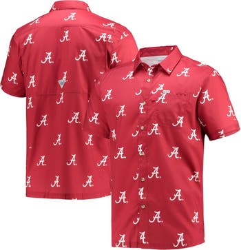 Men's Columbia Crimson Oklahoma Sooners Super Slack Tide Omni-Shade  Button-Up Shirt