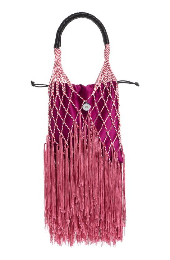 Petit Kouraj Daye Fringe Top Handle Bag In Casis