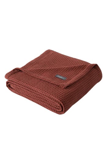 Eddie Bauer Waffle Knit Throw Blanket In Burnt Orange