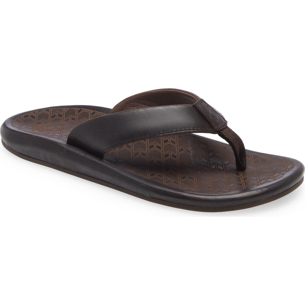 Olukai Ilikai Flip Flop In Dk Wood/dk Wood