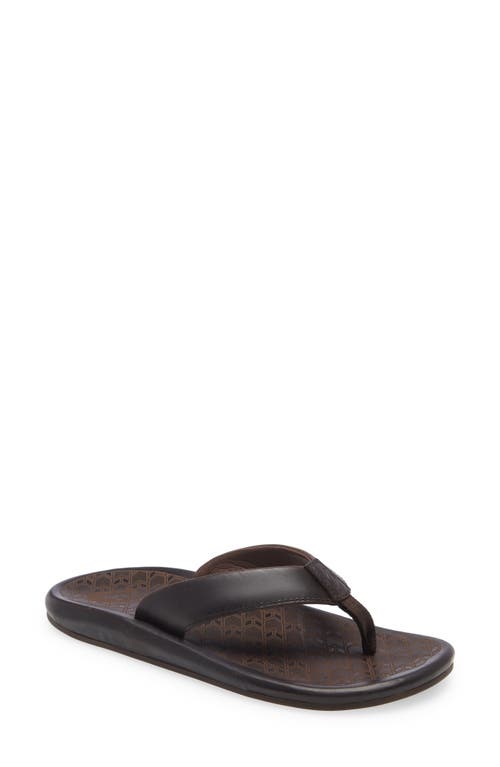 Shop Olukai Ilikai Flip Flop In Dk Wood/dk Wood